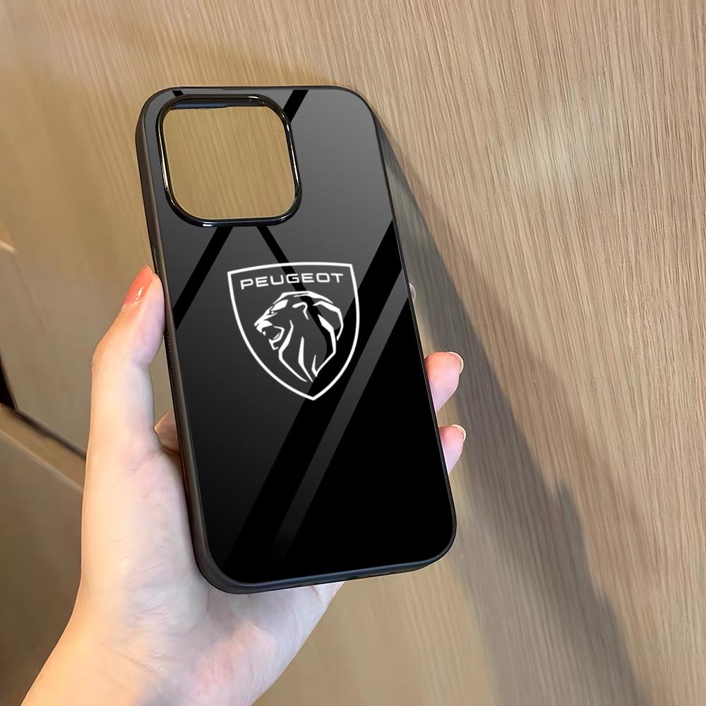 Чехол для телефона с логотипом автомобиля P-peugeotes Для 17 Pro Max Iphone 16 Plus 15 Pro Max 14 12 11 13 Mini X Xs XR PC+TPU Чехол