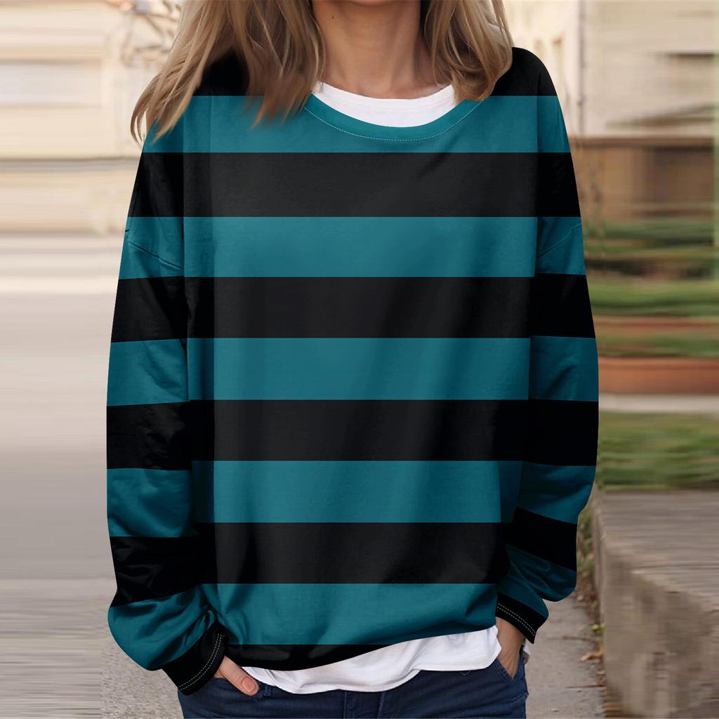 Женская повседневная модная винтажная печатная толстовка с длинным рукавом и круглым вырезом, многослойный пуловер