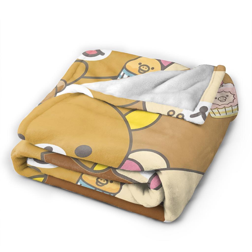 Rilakkumas and Friends Warm Blanket Girls Boys Plush Throw Blanket Novelty Couch Bed Flannel Bedspread Sofa Bed Cover