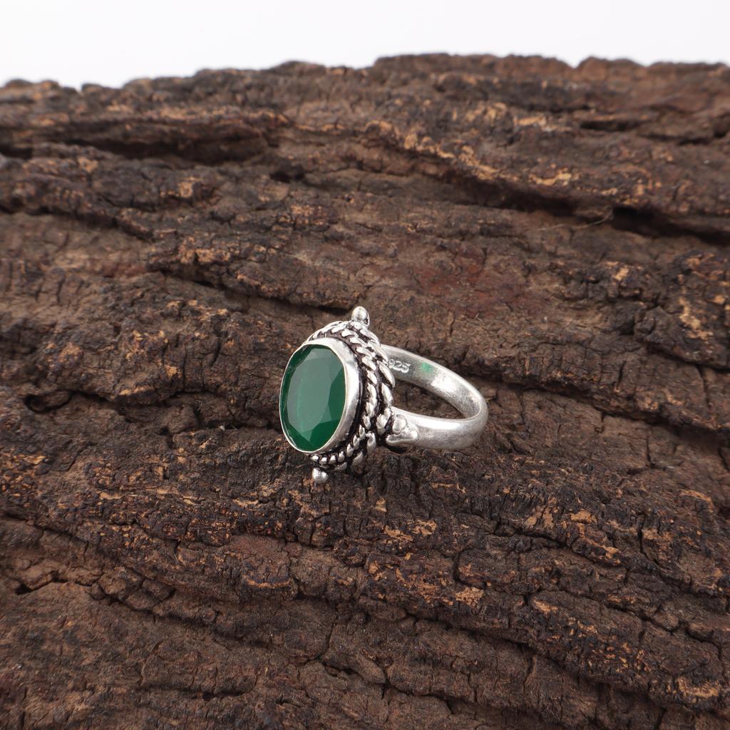 Green Onyx Gemstone Jewelry, 925 Sterling Silver Ring, Handmade Designer Jewelry, Amazing Onyx Silver Ring For Women