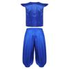 Arabian Prince Halloween Costume for Men Fly Sleeve Open Front Satin Vest Metallic Trim with Elastic Waistband Shorts