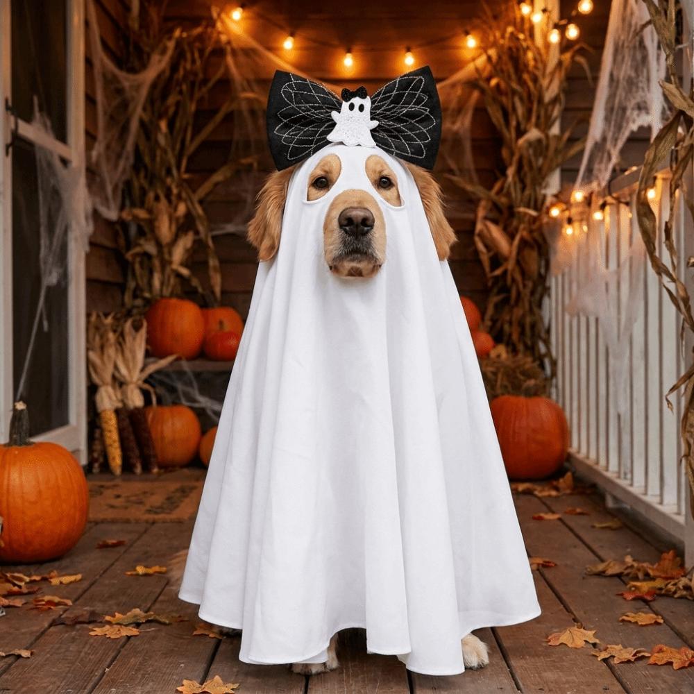 Halloween Theme Dog Ghost Cape Spooky Pet Cosplay Clothes Pet Transformation Costume Halloween