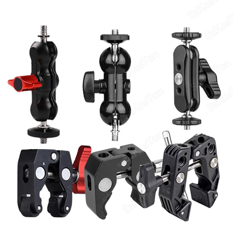 Металлическая двойная шаровая головка Magic Arm с 1/4''винтовым удлинительным креплением для DSLR камеры монитора видео микрофона штатива