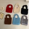 Cow Horn Button Twists Knitted Handbag Multicolor Knitted Wrist Bag Weave Woolen Bag  Shopping Bag