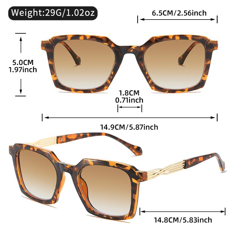 New Trendy Clear Square Sunglasses with Blue Pink Gradient Lens, Gold Twisted Temple Fashion Eyewear for Men & Women Daily Wear