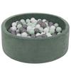 Soft Ball Pit Round 90x30cm/200 Balls 7cm / 2.75in for Kids, Velvet,forest Green:white/grey/mint