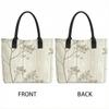 Elegant Tree Print Tote Bag Large Capacity Casual Canvas Shoulder Bag for Daily Use