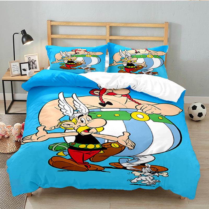 Asterix Friends Bedding Set 3pcs, High Quality Bedding Set Including 1pc Duvet Cover And 2pcs Pillowcases for Bedroom, Dormitory Gift