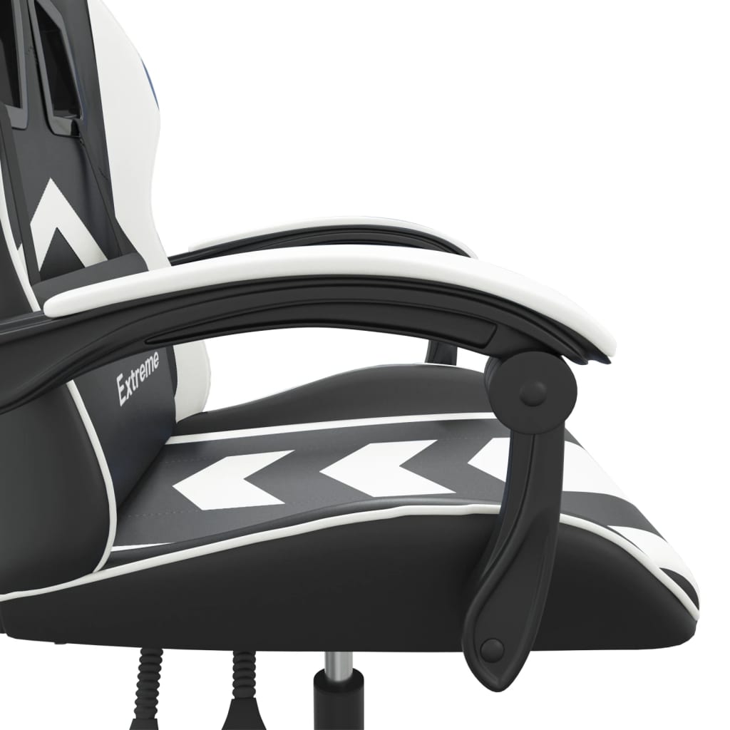 Gaming Chair Black and White Artificial Leather