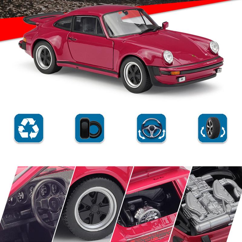 Масштаб 1/24 Welly Porsche 911 Turbo3.0, модель автомобиля из сплава, литье под давлением, металлические игрушечные автомобили, модель автомобиля, коллекция высокой имитации, детские подарки
