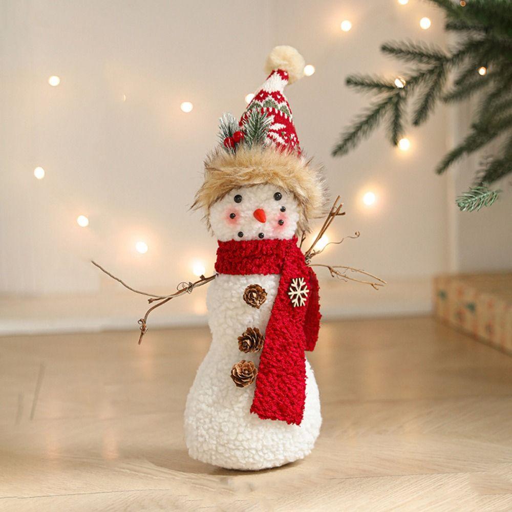 Cute Long Legs Snowman Ornaments Cartoon Plush Snowman Doll Toy Shopping Mall Hotel
