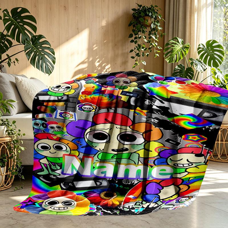 Custom Name Personalized Dandy's World Print Blanket, Home Decor, Bedroom, Sofa, Camping, Couch, Gifts for Birthday Christmas