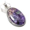 Natural Russian Charoite Gemstone 925 Sterling Silver Jewelry Pendant 2.29" L3l72