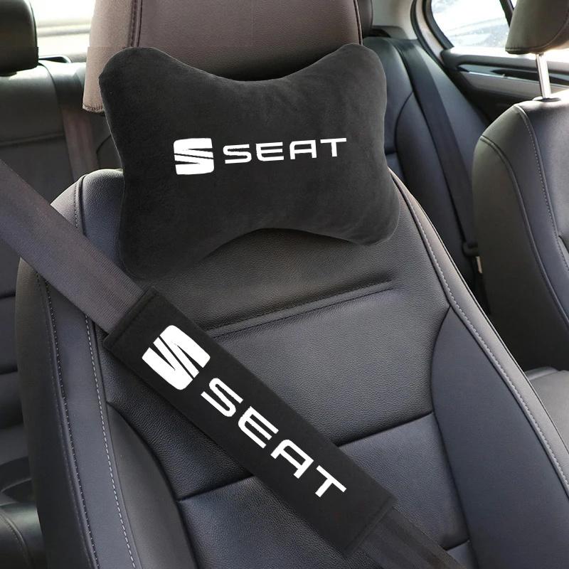 Car Seat Belt Protection Shoulder Pads Headrest Neck Pillow For Seat Leon 5F Ibiza Tarraco Arona Ateca Alhambra Auto Accessories