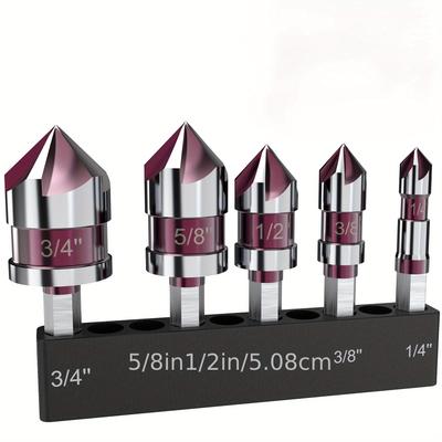 5 шт./набор красных императорских пятигранных фасок для деревообработки, потайных винтов, фасок, открывалка для отверстий