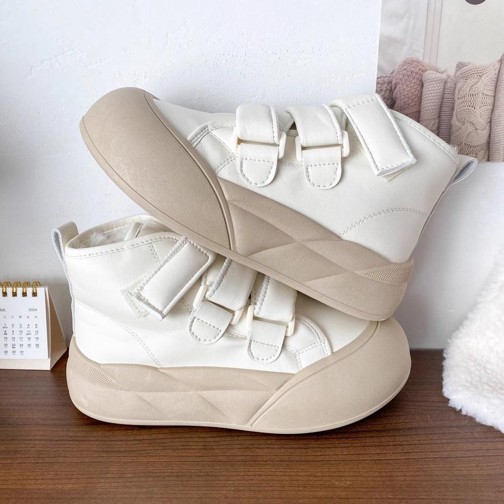 Зимние плюшевые теплые женские сноубутсы, высокие, с круглым носком, на массивной подошве, женская обувь 2025, новинка, по акции, водонепроницаемая, нескользящая обувь