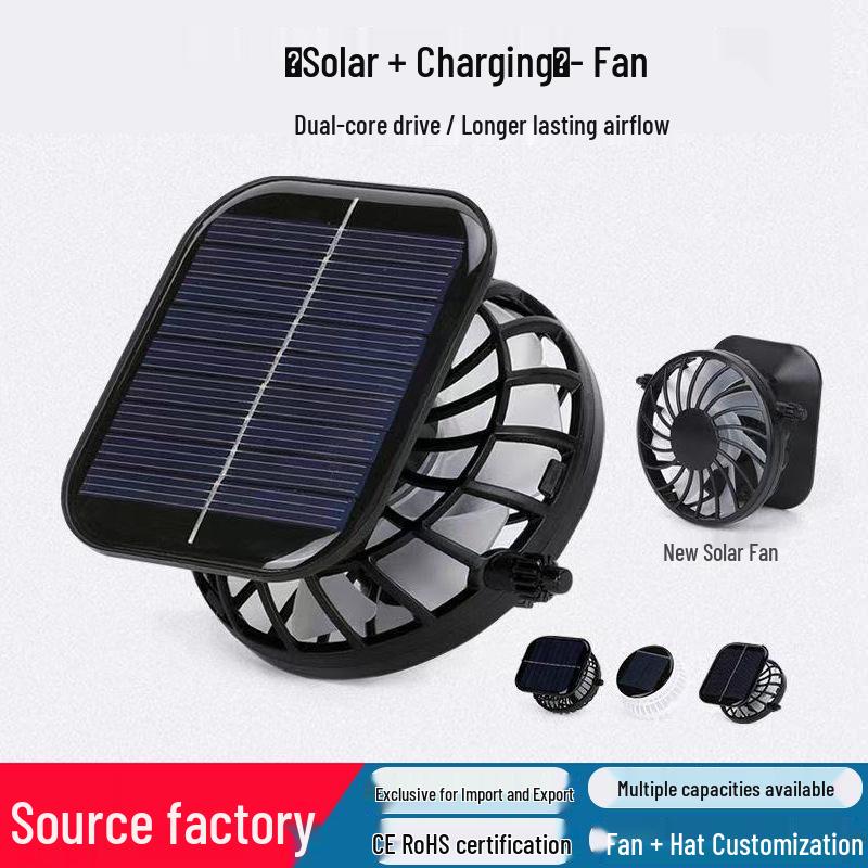 Solar-Powered Rechargeable Hat Fan: Three-Speed Adjustable, 800mAh Battery, Compact Cooling Solution.