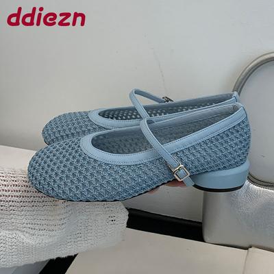 Модная обувь с ремешком и пряжкой, женские туфли Мэри Джейн в стиле Лолита на низком круглом каблуке, женские неглубокие модные плетеные балетки