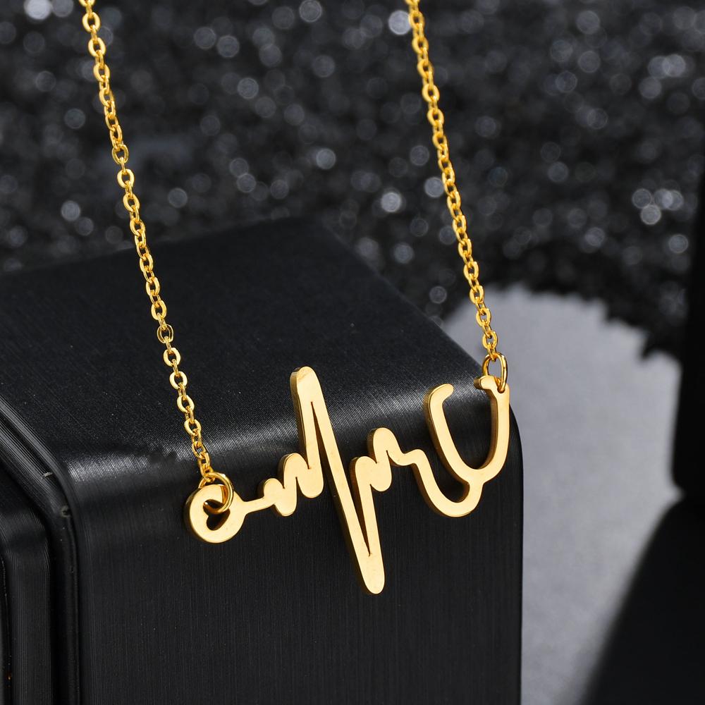 Atoztide Fashion Infinity Jesus Heartbeat Necklace For Women Stainless Steel Endless Forever Love Friendship Jewerly Gift