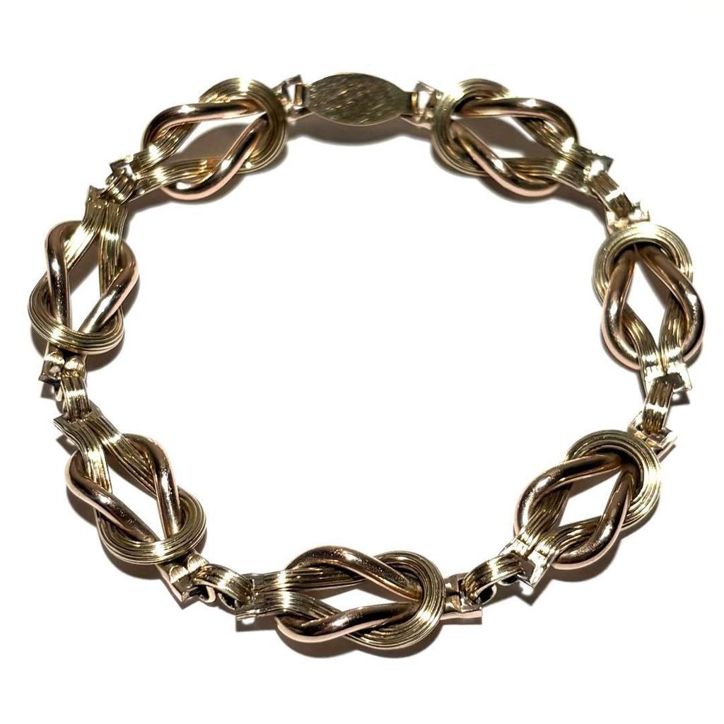 Used 30-40's 12K GF Sterling Silver Twisted Knot Bracelet
