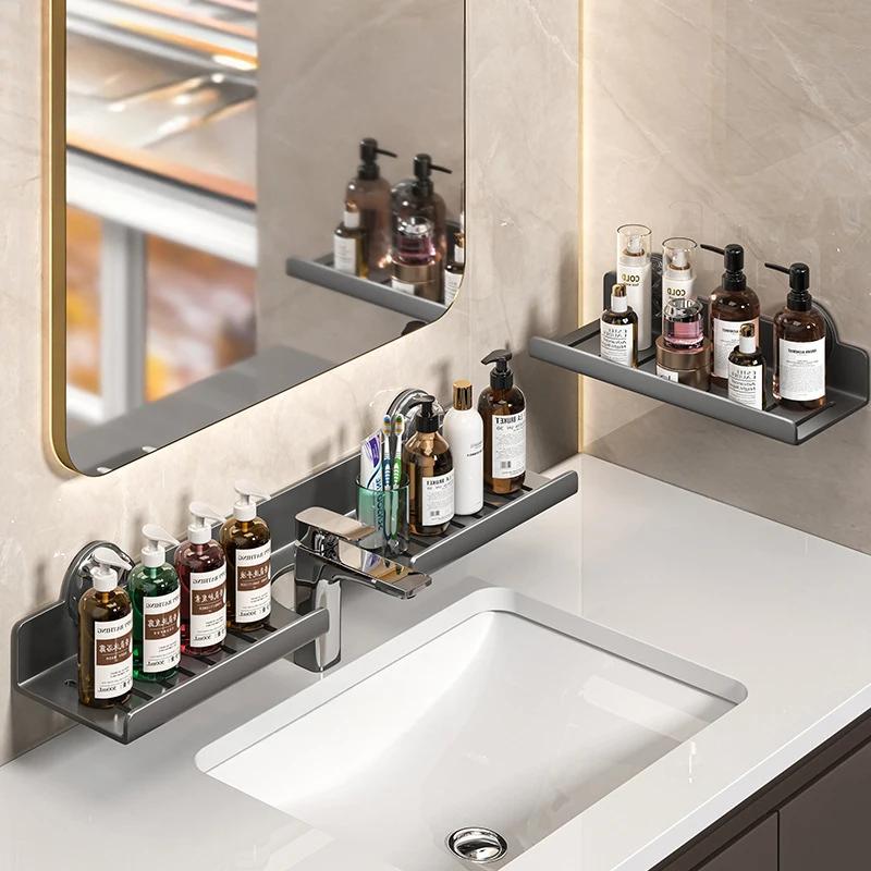 1 шт. Стойка для хранения на раковину, присоска, стойка для сушки над краном, настенная полка для туалетных принадлежностей для ванной комнаты, органайзер для ванной комнаты