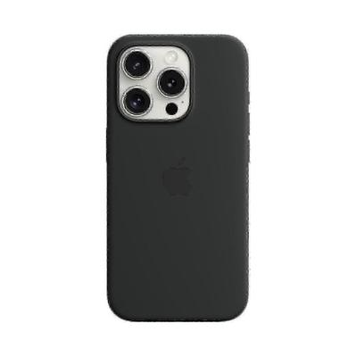 (черный)Для Apple iPhone 15 Pro Силиконовый чехол с MagSafe