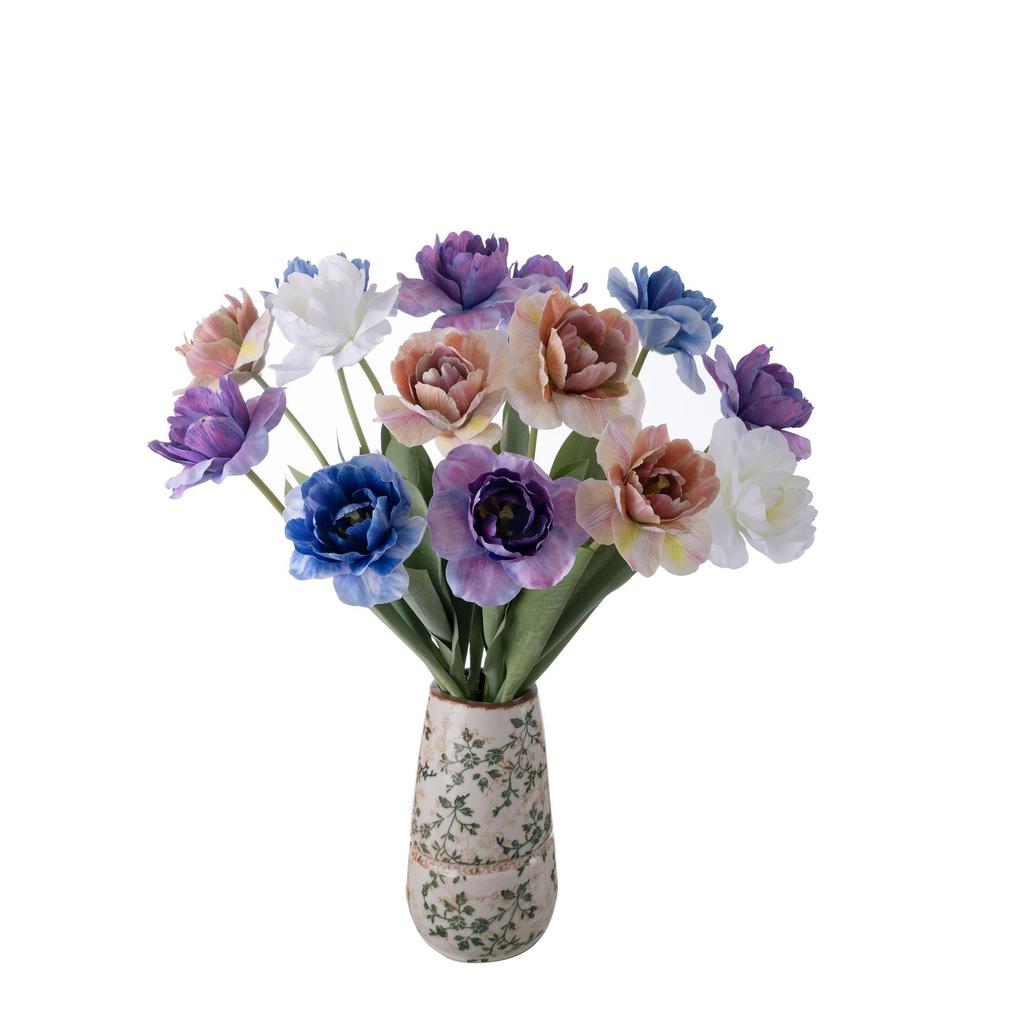 Misty Rain Double Tulip Artificial Flowers for Home & Wedding Decor