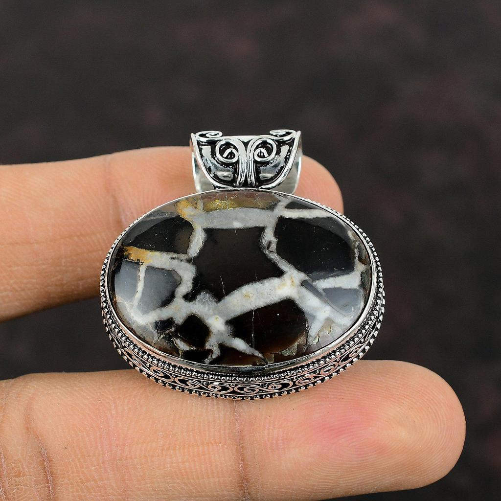 Moroccan Mud Crack Fossil Pendant 925 Sterling Silver Pendant Top Quality Gemstone Jewelry Handmade Pendant Vintage Pendant Gift For Friend