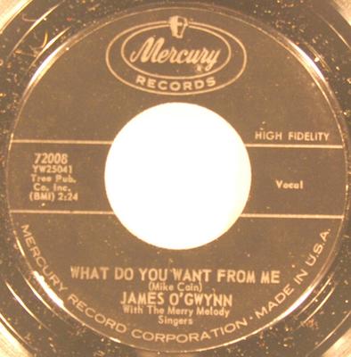 7-дюймовая пластинка JAMES O'GWYNN - What Do You Want From Me 72008 MERCURY 1962 США Кантри/Фолк Б/у