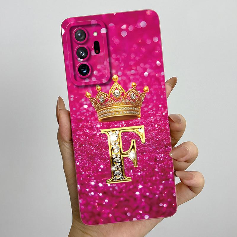 Чехол Для Samsung Galaxy Note 20 Ultra Роскошная Корона Буква Жидкий Силикон Задняя Крышка Мягкий Funda Для Samsung Note20 20Ultra Coque