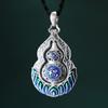 Vintage Enamel Gourd Pendant Necklace Men Women Ethnic Style Boho Jewelry Copper Charm With Adjustable Chain