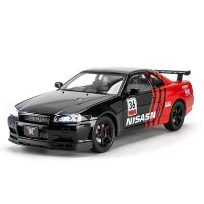 Масштаб 1/24 Nissan GTR R34 Modified Floral Version Horizon Ares Sound & Light Fast and Furious Super Racing Alloy Diecast Model Car Boy