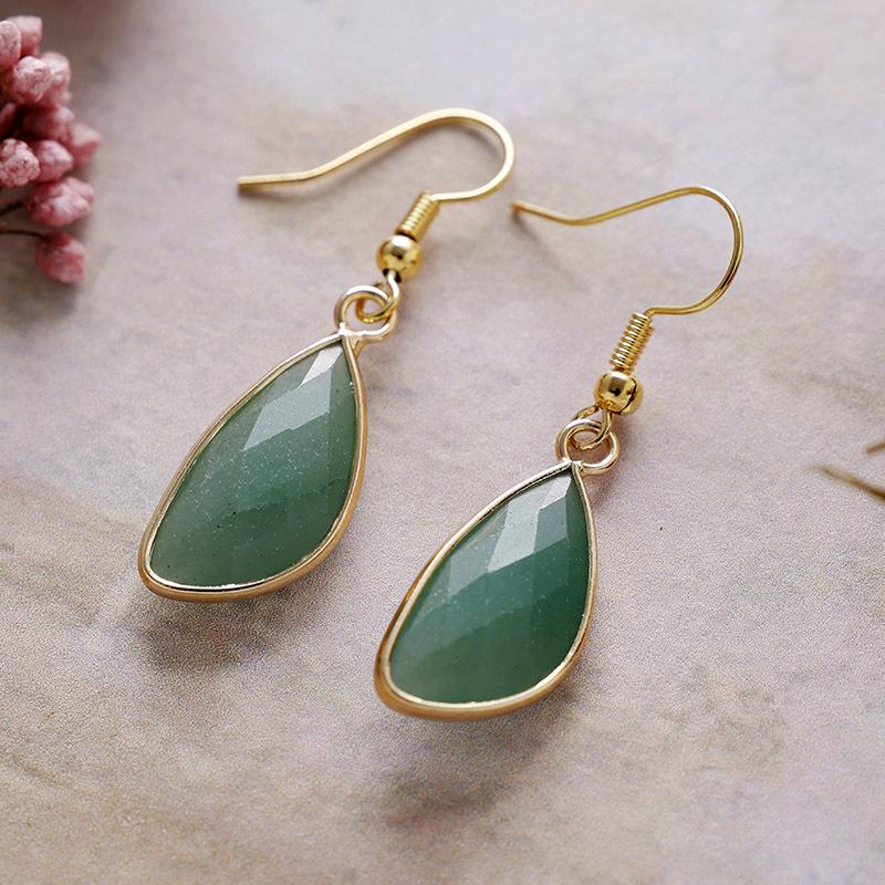 Серьги из натурального камня и кристалла, швензы, серьги, популярные ювелирные изделия от японских и корейских дизайнеров с покрытием из настоящего золота.