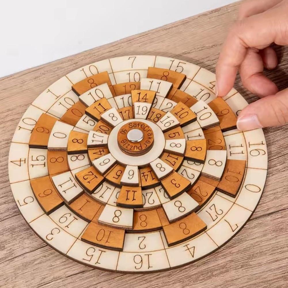 Difficult Math Game Number Puzzle Round Turntable Brain Teaser Toy Wooden Puzzle Children Learning