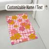 Floral Theme Soft Crystal Velvet Rug Custom Name & Text Print Non Slip Floor Rug for Bedroom Living Room