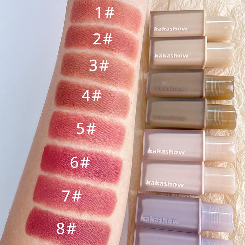 Пудра-туман Нюдовая глазурь для губ Оригинальная матовая матовая помада для губ Белая не легко окрашивающаяся чашка Мягкий туман