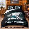 Philadelphia Eagles Pattern Bedding 3Pcs Set Custom Name, Bed Sheet And Pillowcases For Home Bedroom
