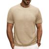 Men's Short Sleeved Knitted T-shirt Top With Round Neck Ribbed Pullover