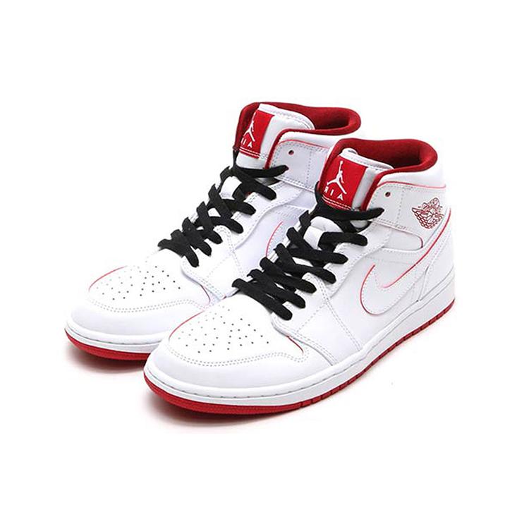 Jordan 1 Ретро Мид Уайт Джим Ред Блэк 554724-103
