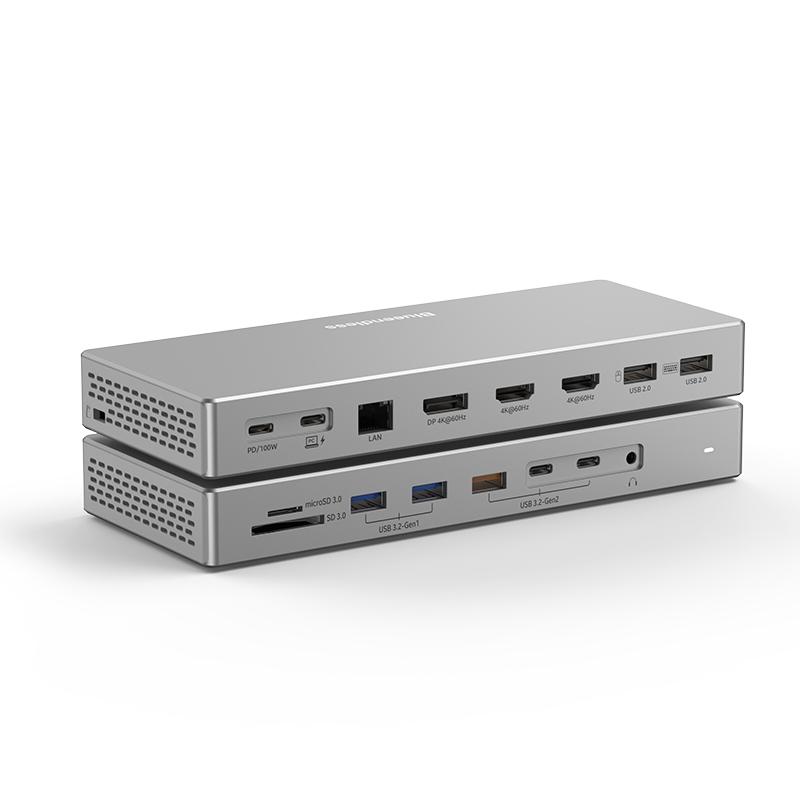 USB-C USB C Хаб на 2 HDTV DP Мультипортовый Адаптер 16-в-1 Хаб с Тройным Монитором 4K Дисплей Док-станция Хаб для Ноутбука