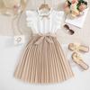 Girl's Skirt Spring Summer Children's Dress Fly Sleeve Colour Blocking Children's Princess Dress Girl's Dresses