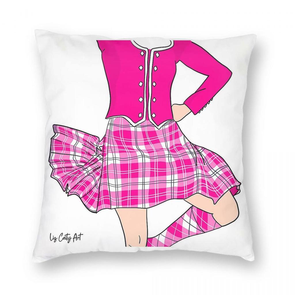 Highland Dancer Hot Pink Square Pillowcase Polyester Linen Velvet Creative Zip Decor Home Cushion Case