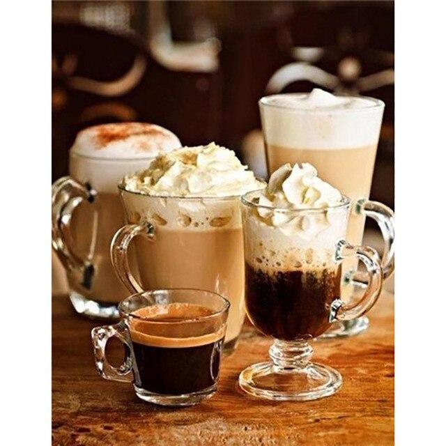 Coffee Embroidery Diamond Diy 5d Cup Cross Stitch Kit Full Round Drill Diamond Painting Scenery Diamond Mosaic Home Decor