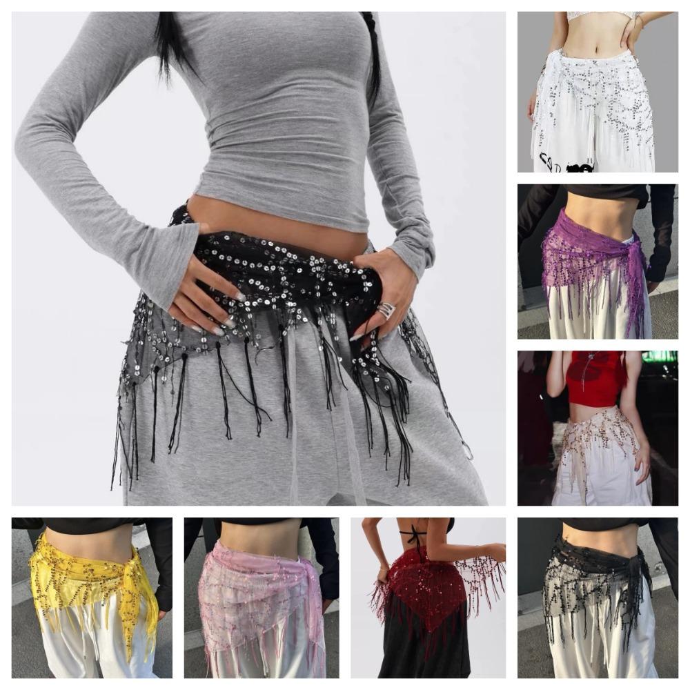 Jeans Decor Tassels Belt Hip-hop Sequin Waistband Jazz Dance Hip Scarf  Waist Accessories