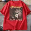 Life Is Soup I Am Fork Possum Tshirt Unisex Cotton Short Sleeve Tee Shirt Unisex Unisex Clothing Printed T Shirt Cotton Oversize
