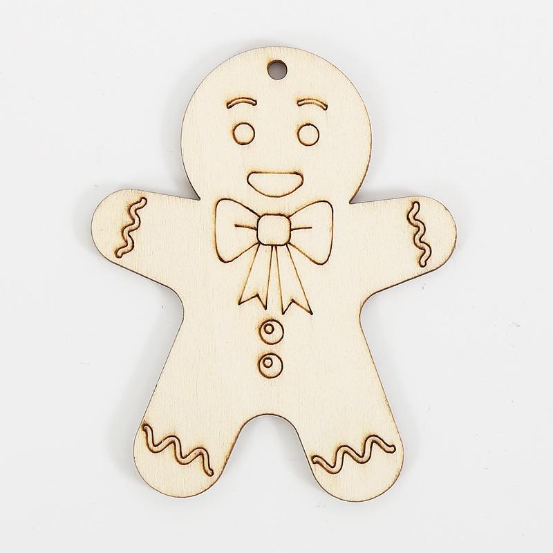 10 шт. Рождественский мультяшный узор Бесцветная деревянная доска и пеньковая веревка - Ручная раскраска Подвеска на рождественскую елку Рождественские украшения