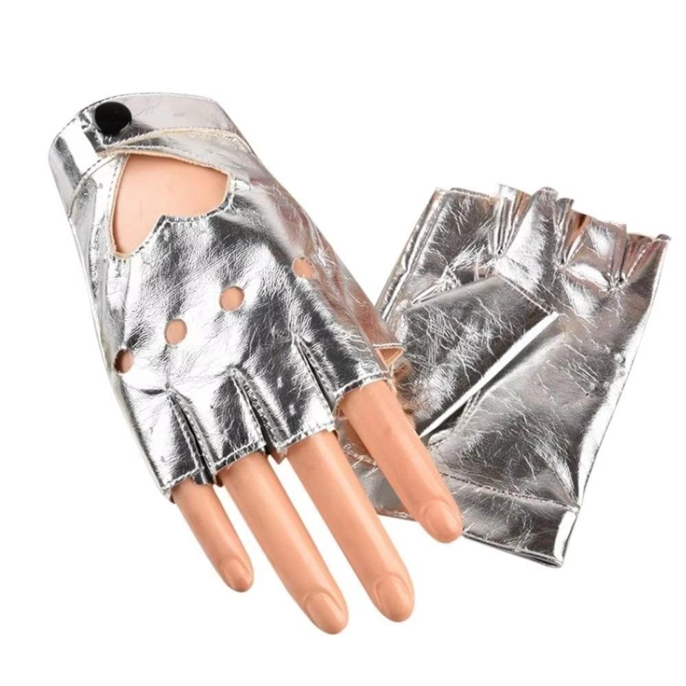 Solid Color Y2k Leather Gloves Harajuku Half Finger Mittens Women Leather Gloves Motorcyclist