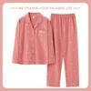 High Quality Large Size Women Cotton Pajamas Button Down Tops and Trousers Set Sleepwear Homewear Printing Nightwear Loungewear
