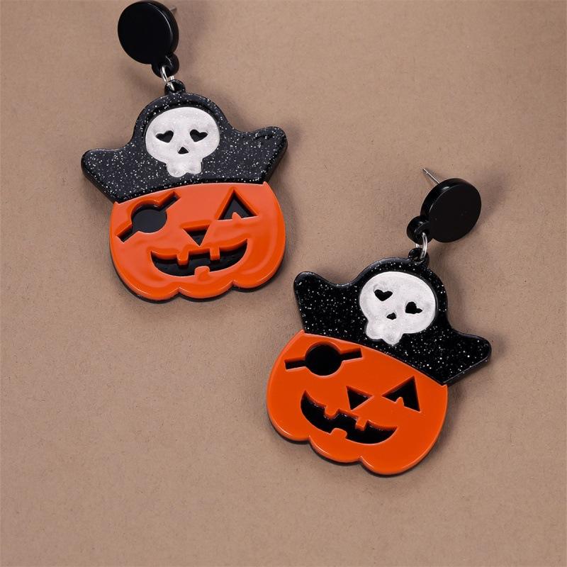 Pirate pumpkin head earrings simple personality niche retro Halloween earrings
