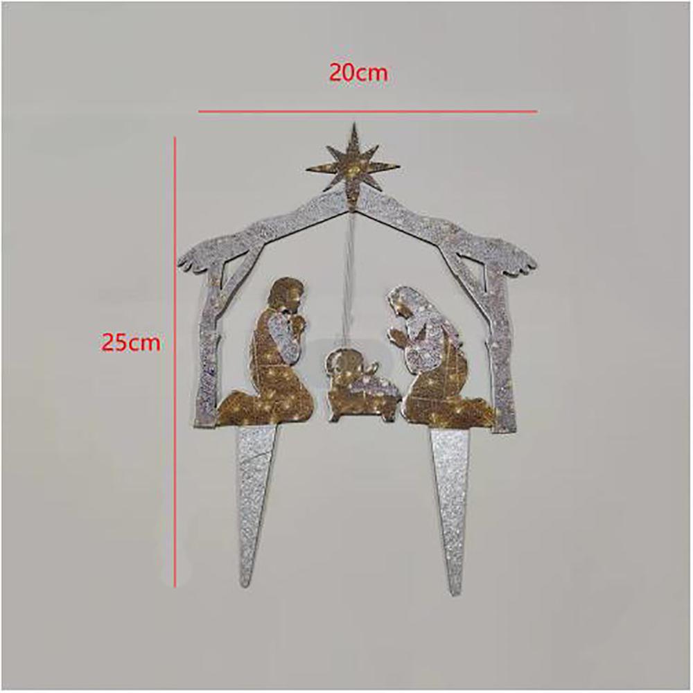 Семья из трех человек Рождественское украшение Светящийся акриловый уличный рождественский вертеп